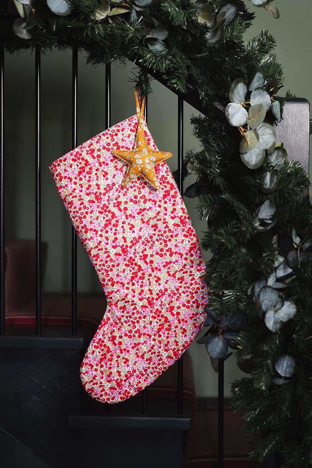 Christmas Stocking made with Liberty Fabric WILTSHIRE STAR