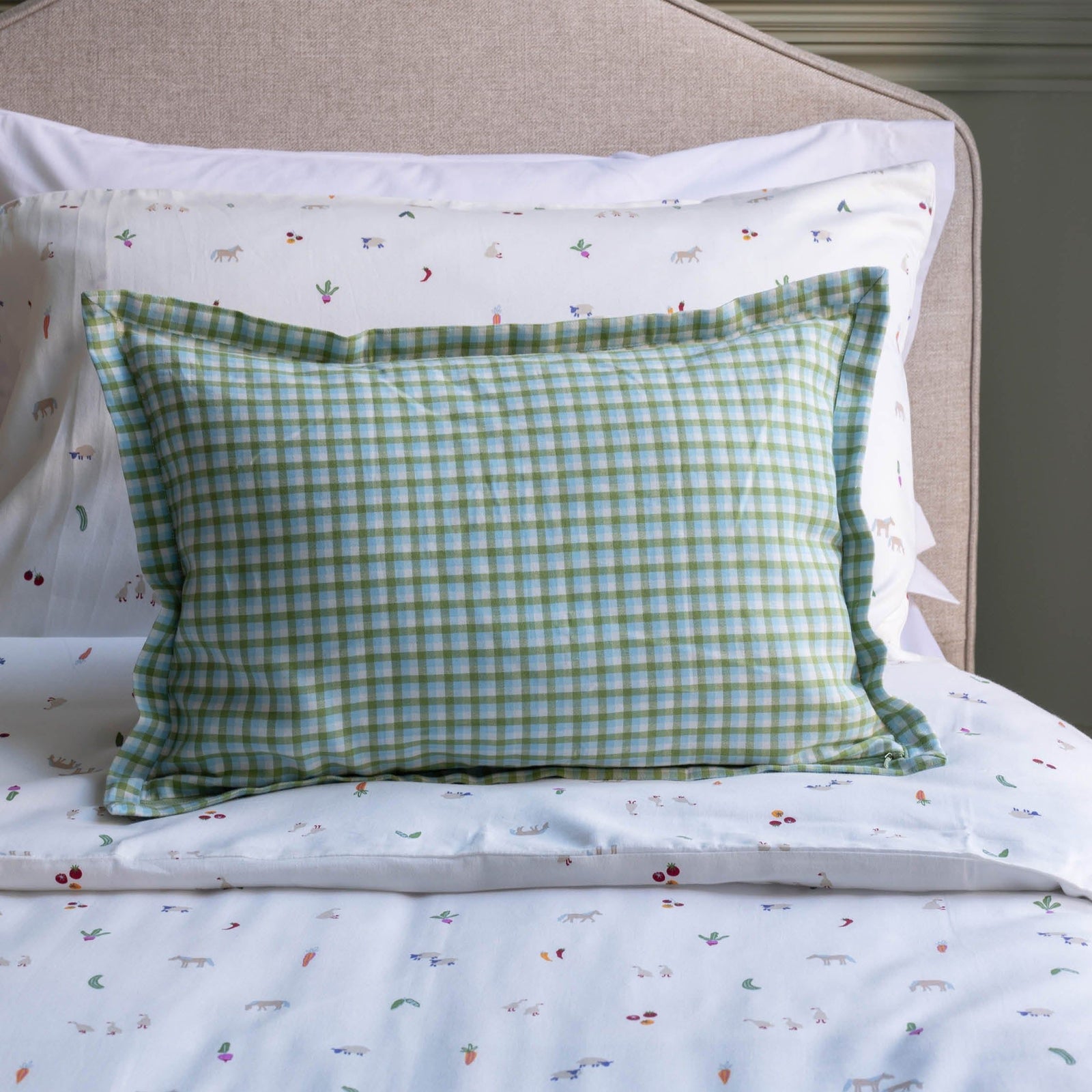 Embroidered Linen Scatter Cushion - Little Farm