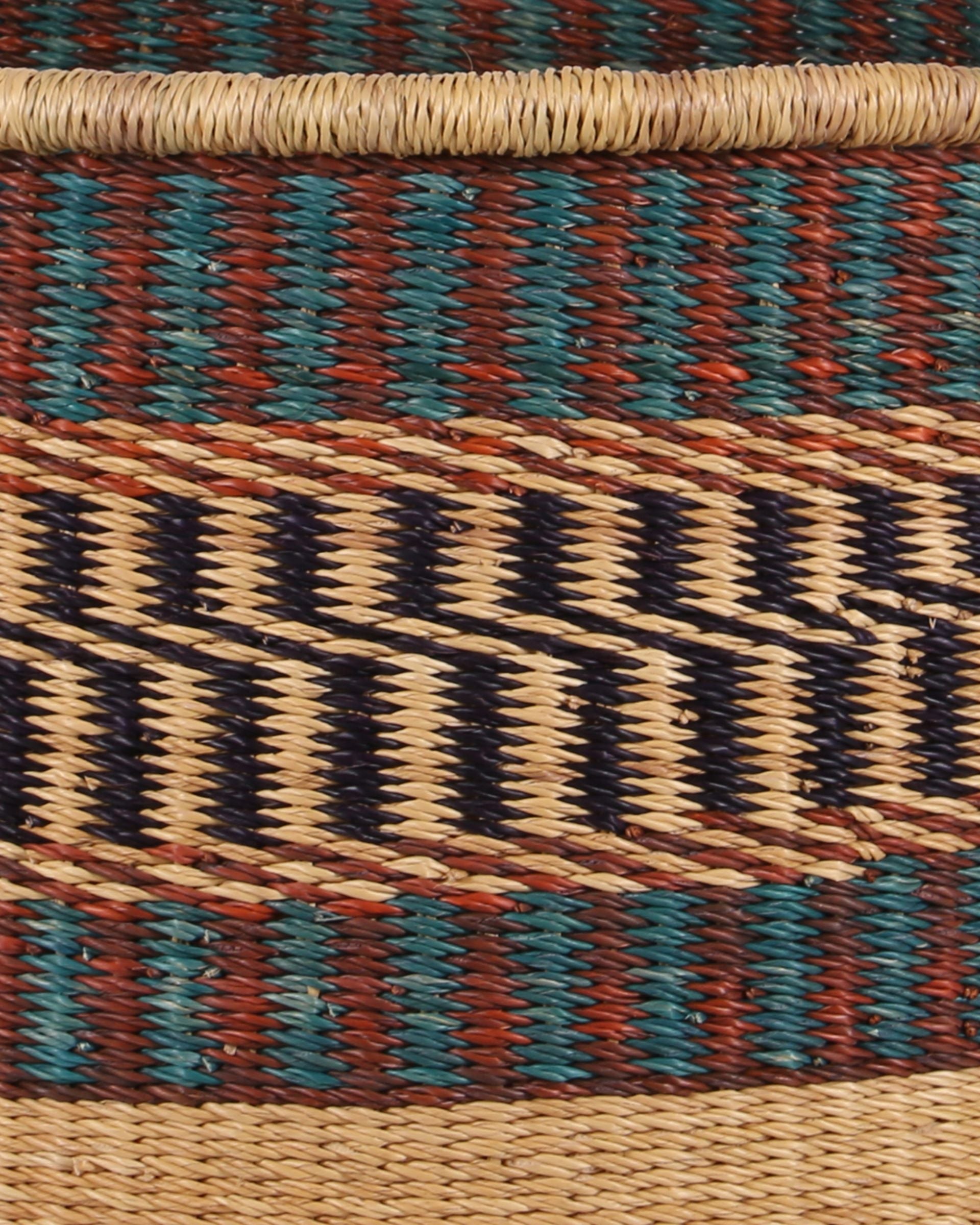 LIKEM: Large Teal, Brown and Black Floor Storage Basket with Handles