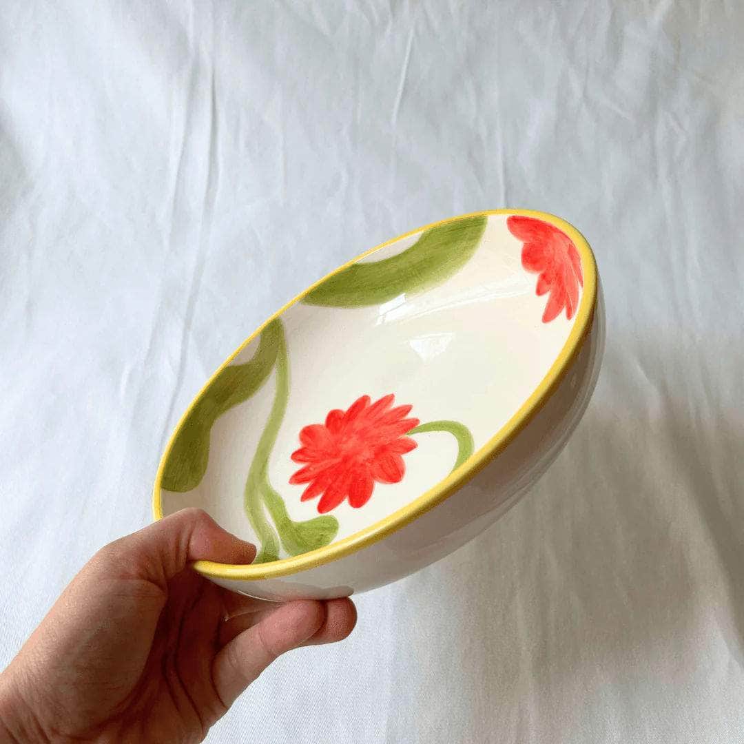 Hand-painted Flower Pasta Bowls (Set of 2)