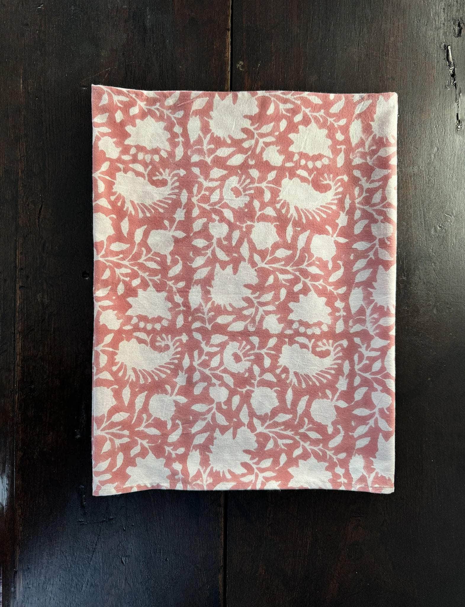 Block Printed Table Runner, Secret Garden in Pink