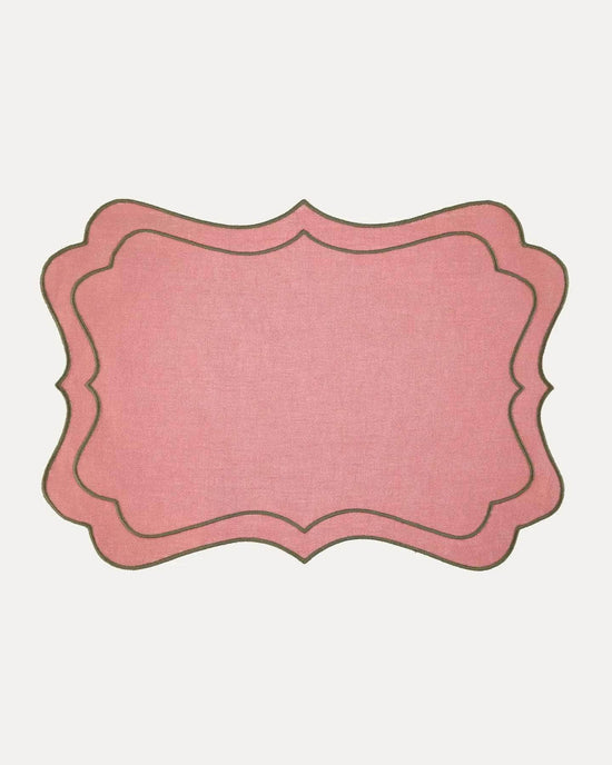 Brisa Placemat, Peach Pink with Green