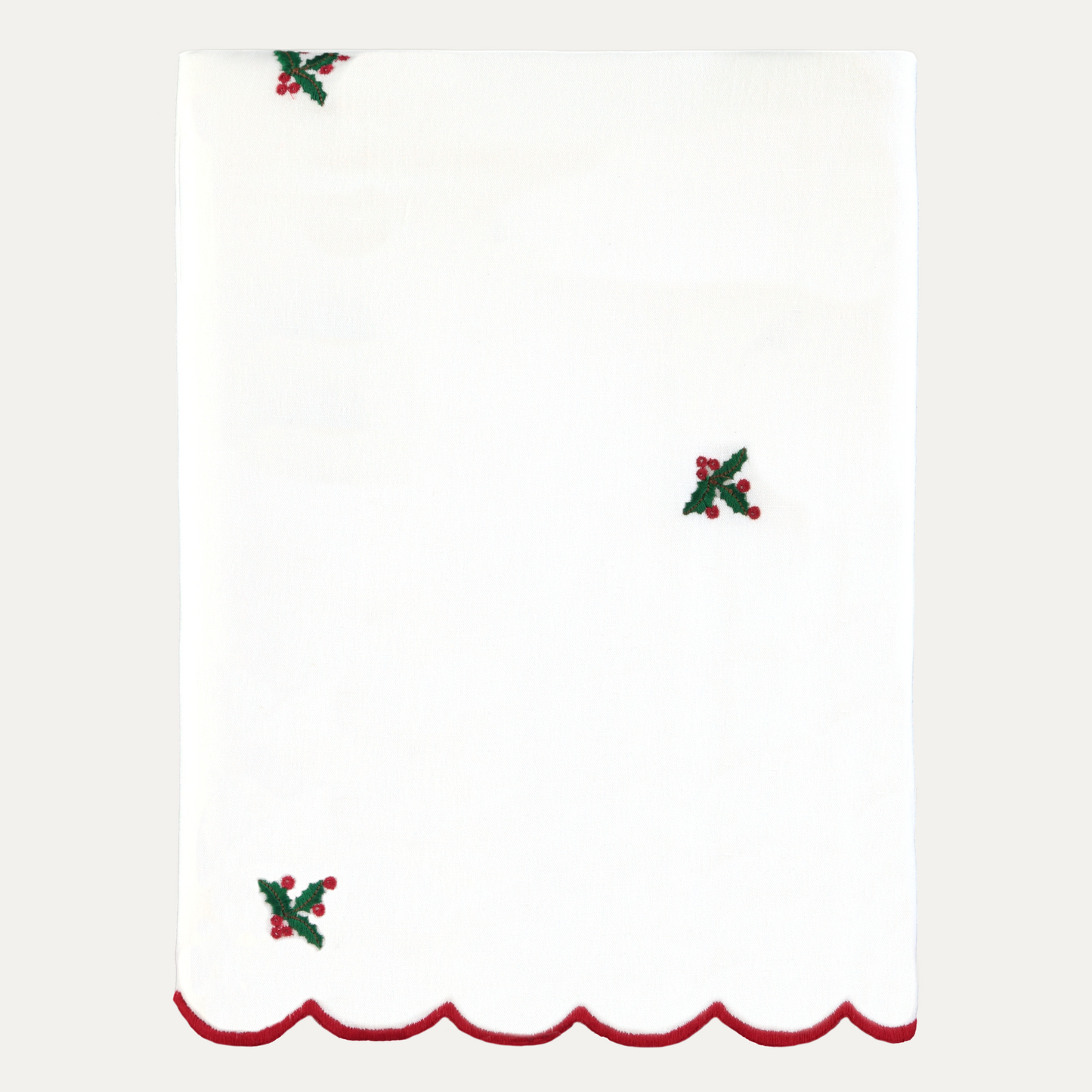 Embroidered Tablecloth with Holly