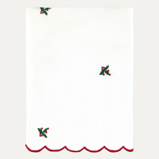 Embroidered Tablecloth with Holly