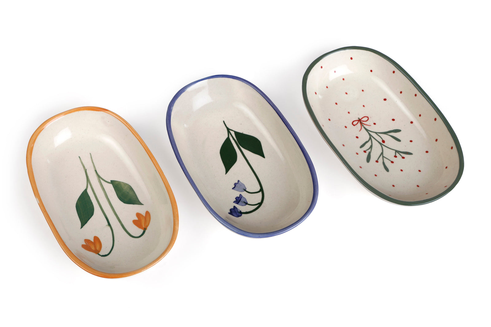 Handmade Ceramic Serving Bowl - Mist , 1.5 x 8 x 4 Inches - Set of 4