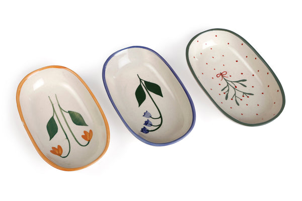 Handmade Ceramic Serving Bowl - Mist , 1.5 x 8 x 4 Inches - Set of 4