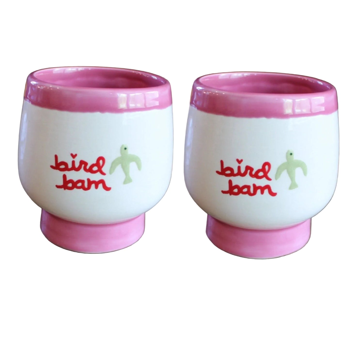 The Mahjong Collection~ Hand-painted “bird bam” cups/ Set of Two