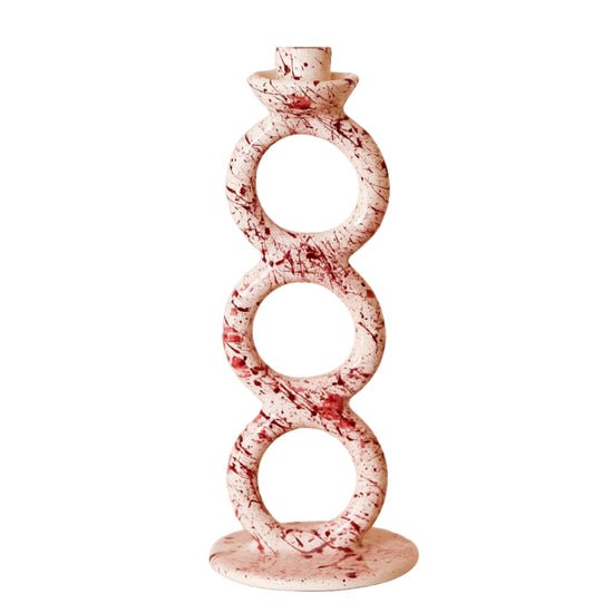 Handmade Ceramic Candlestick Purple Splash