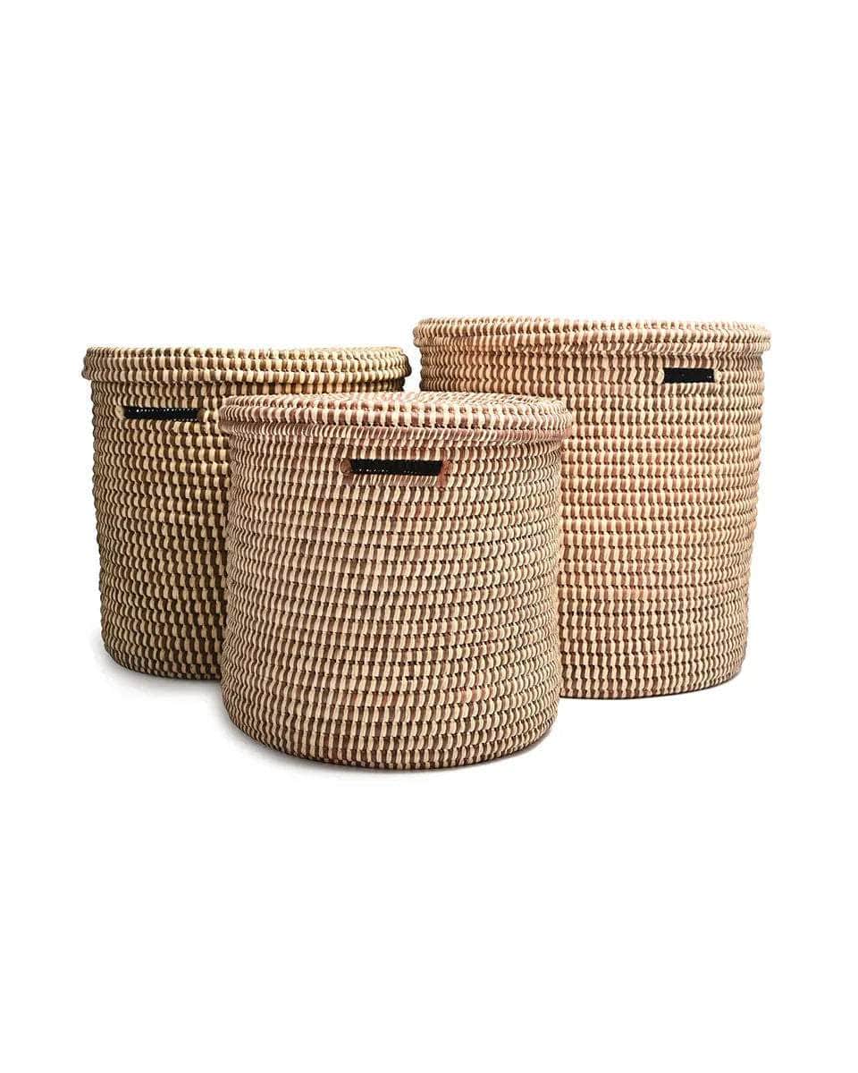 DHIDI: Mocha Checked Laundry Basket