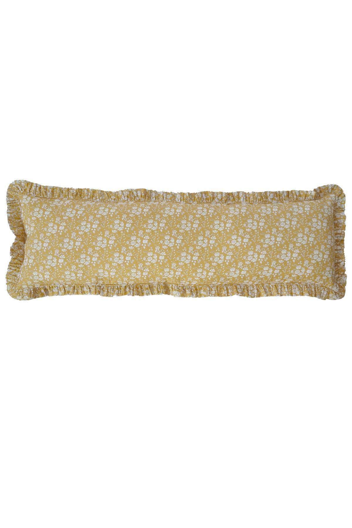 Ruffle Bolster Lumbar Cushion Made With Liberty Fabric Capel Mustard