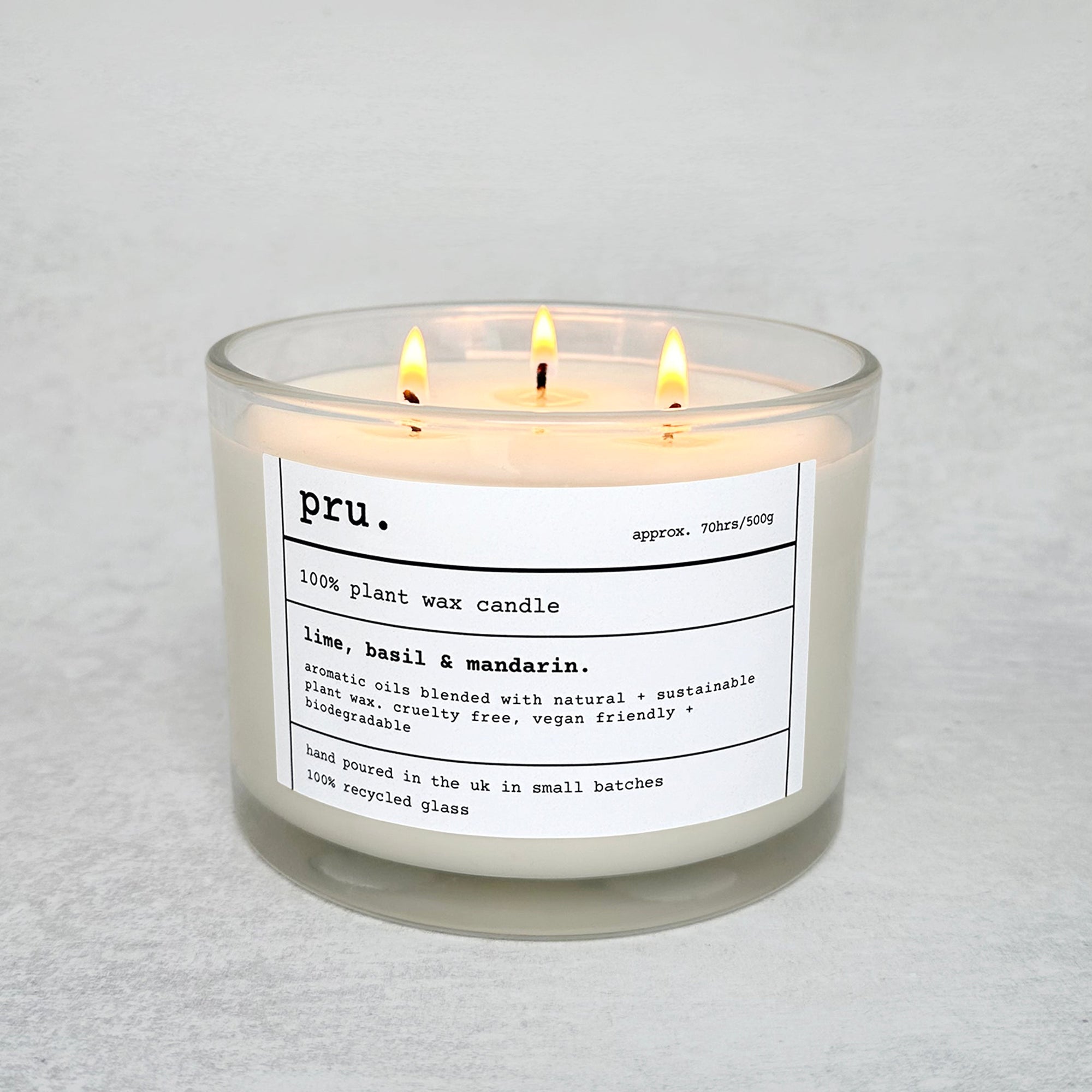 Three Wick Candle - Lime, Basil and Mandarin