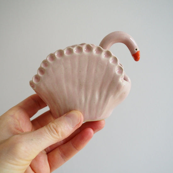 Handmade Pink Ceramic Swan Vase