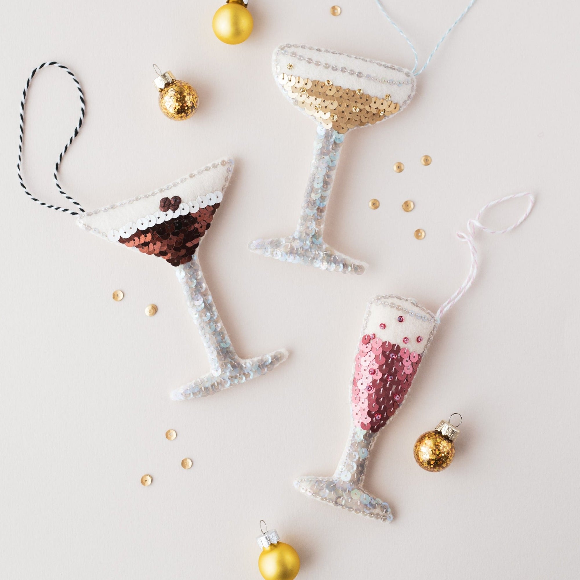 Rosé All Day Flute Sequin Ornament