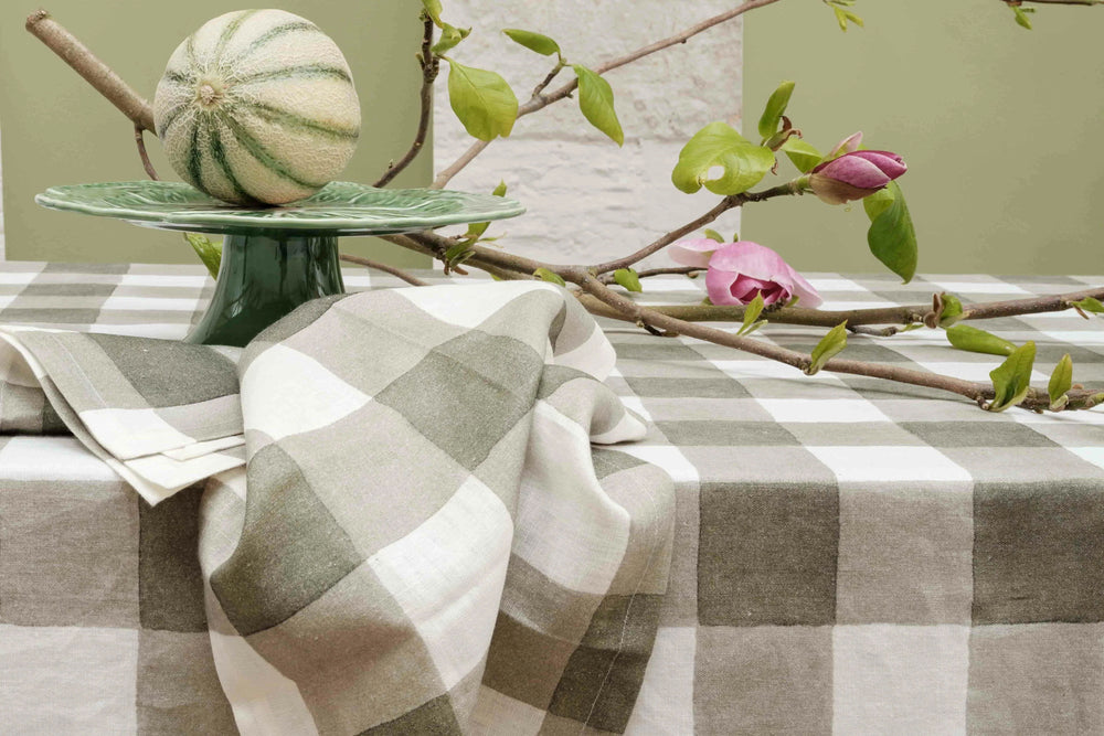 Green Gingham Napkins, Set of Four