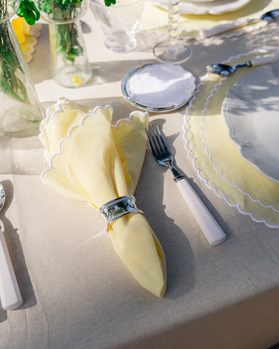 Silver Striped Napkin Ring