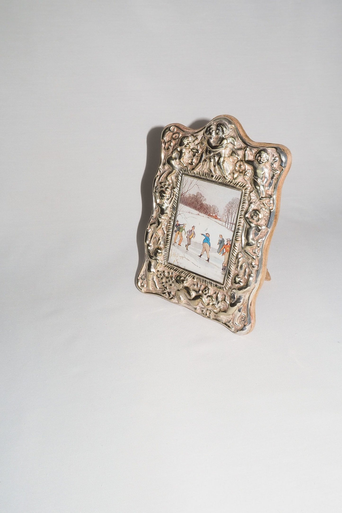 Antique Cherub Silver Plate Frame