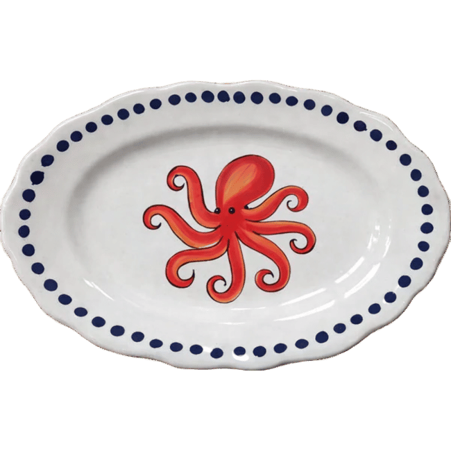 Red Octopus Estate Oval Platter - 32 cm