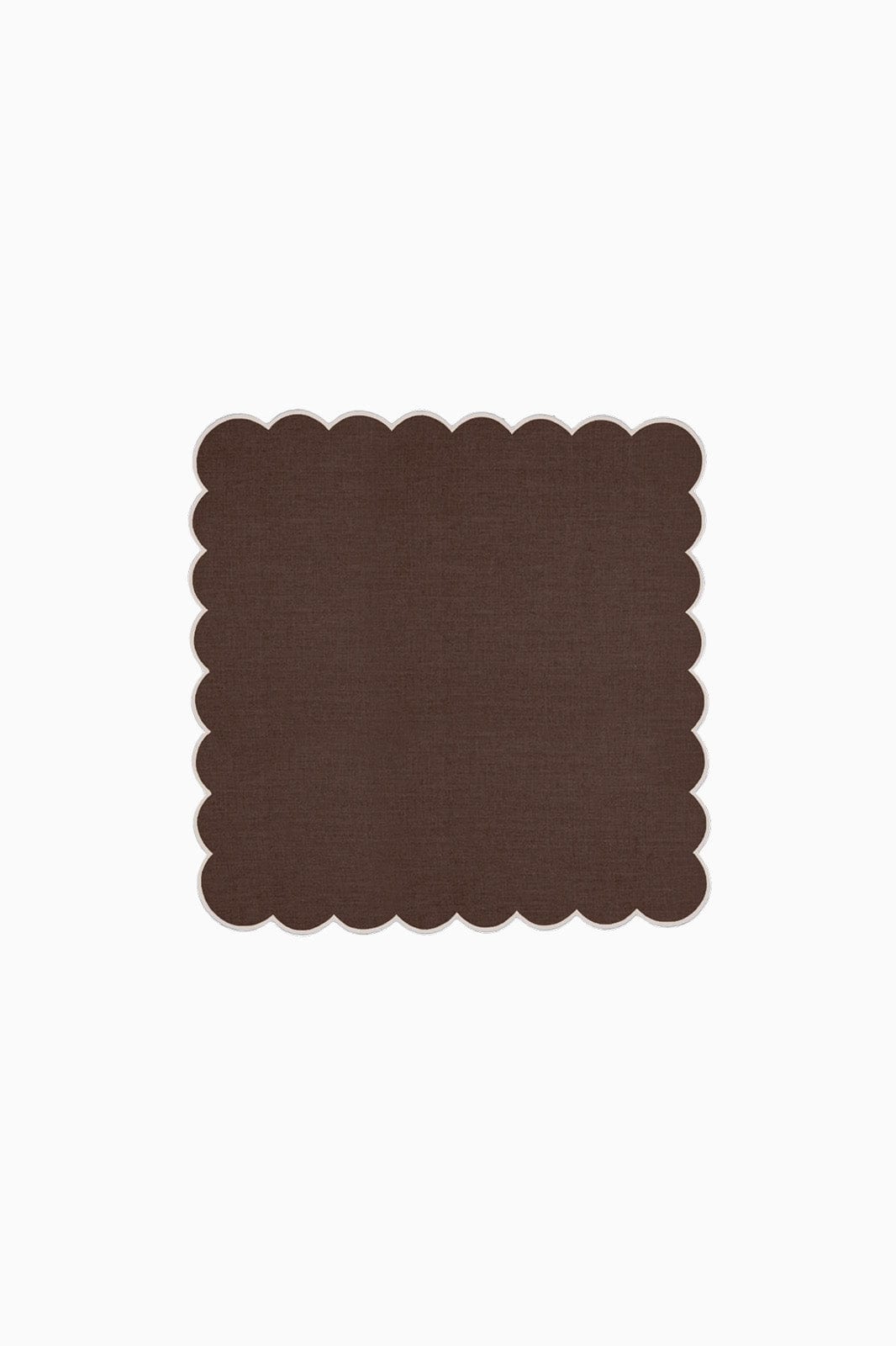 Zero-Waste Scalloped Linen Napkins Chocolate - Set of 2