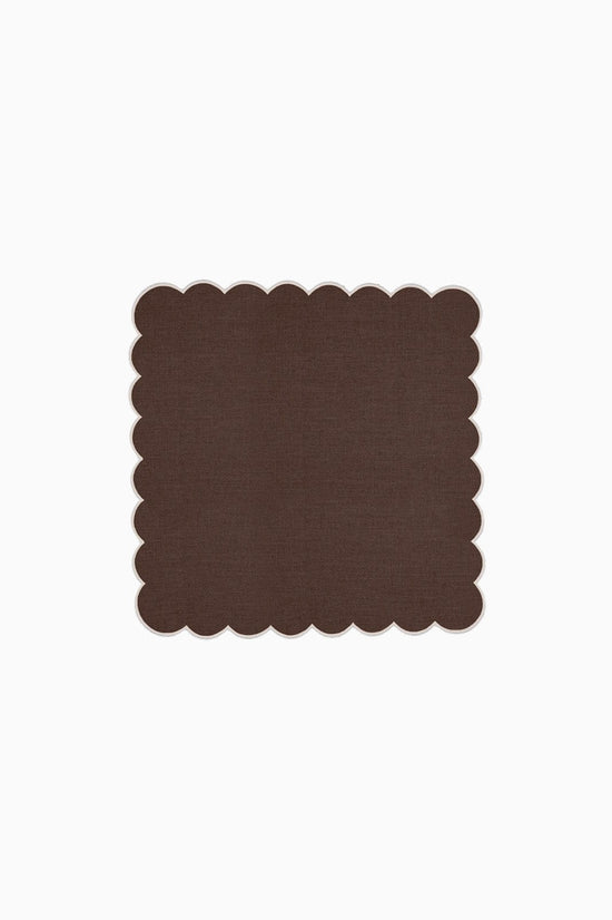 Zero-Waste Scalloped Linen Napkins Chocolate - Set of 2