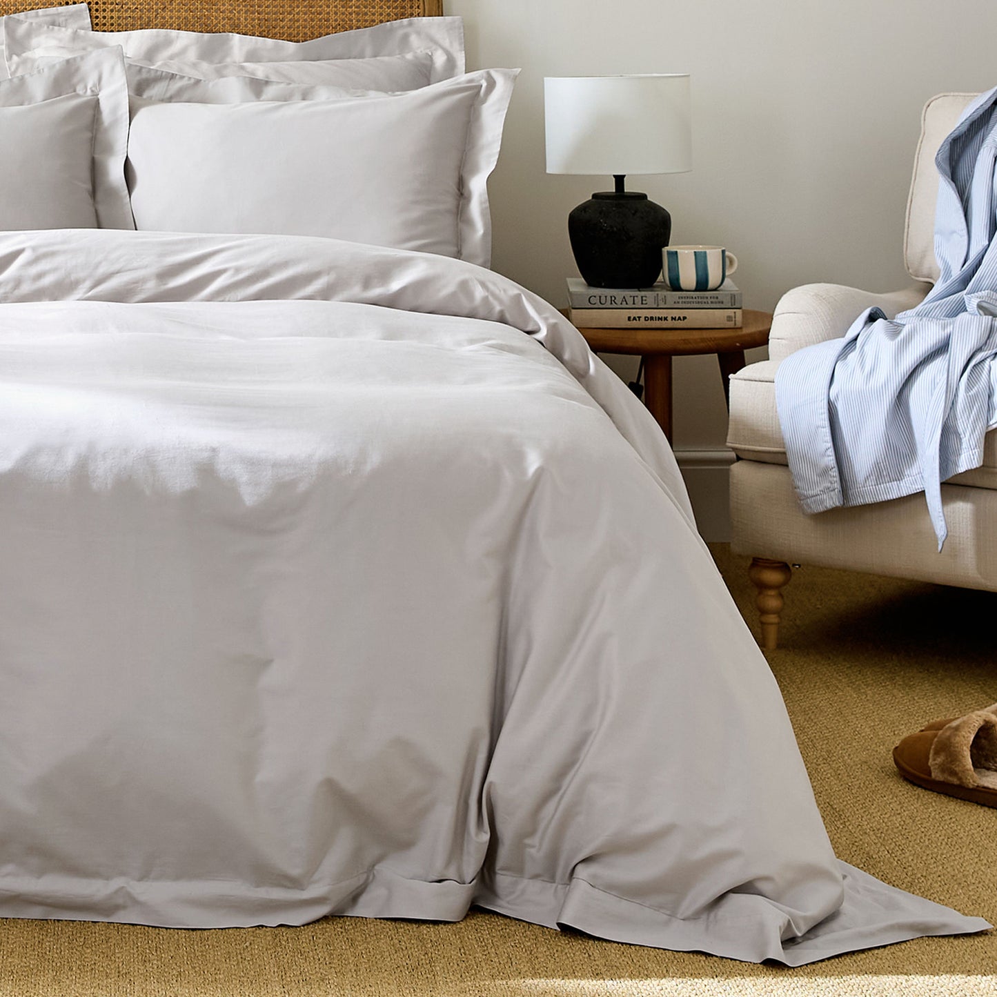 Luxury Organic Cotton Dove Grey Edged Duvet Cover