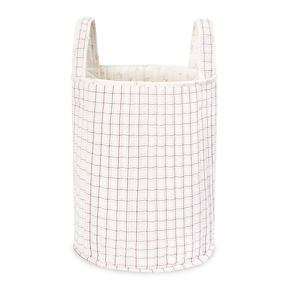 Large Quilted Storage Basket - Anemone / Pink Check