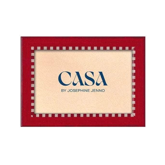 Red and White Striped Marquetry Photo Frame 6 x 4