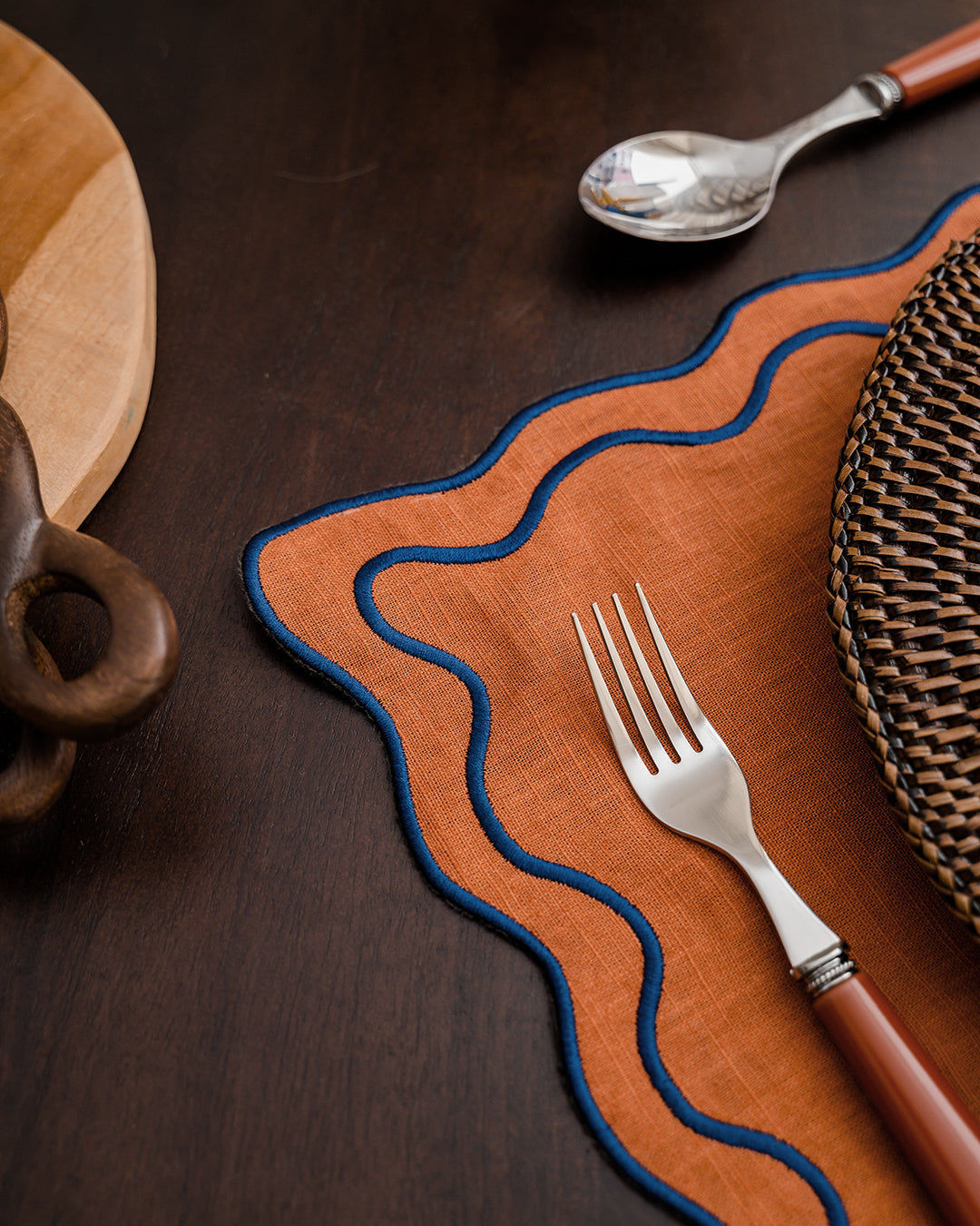 Beja Placemat, Terracotta with Blue