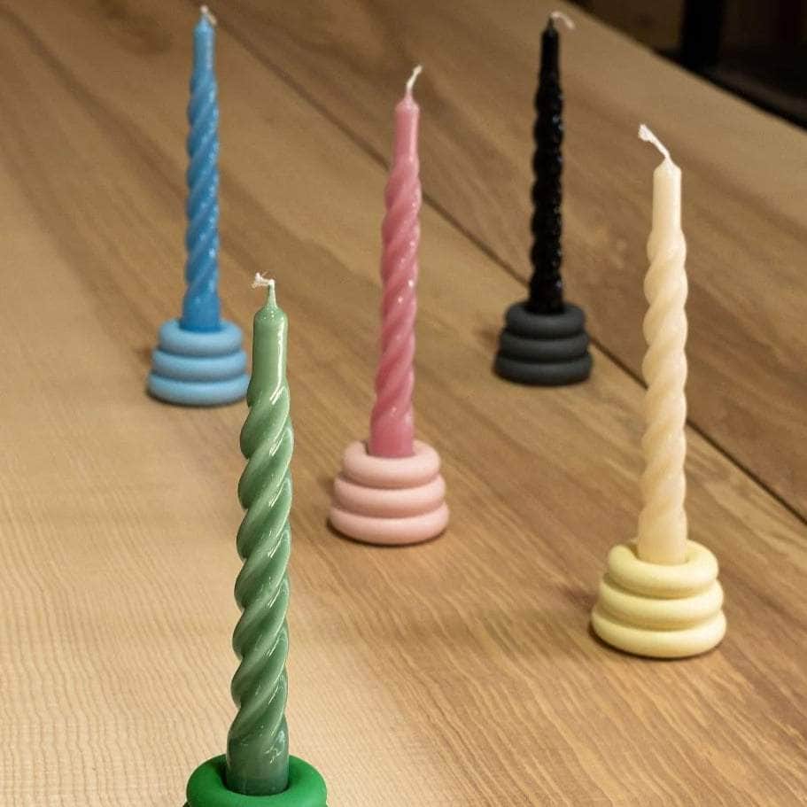 Ivory Twisted Gloss Candles - Set of 6