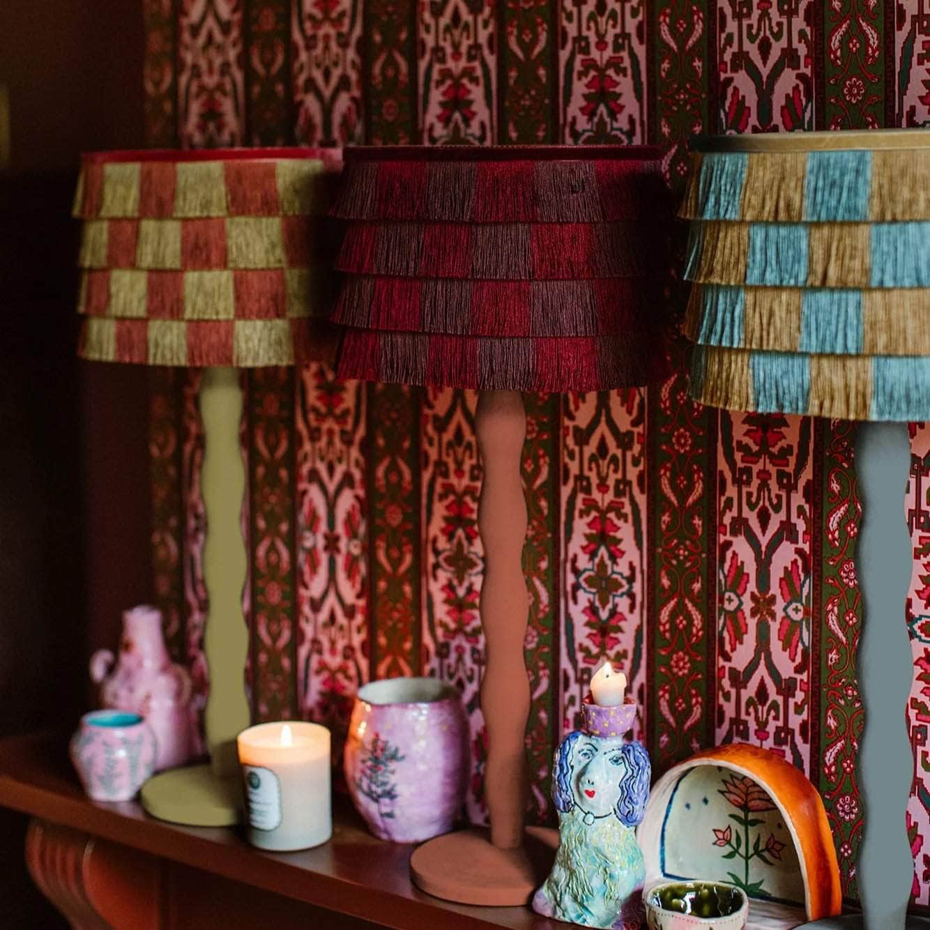 Lampshade Giselle Caramel & Dusty Blue