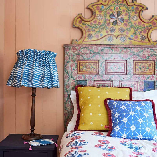 Lampshade Flirty Skirt Ikat Blue Check