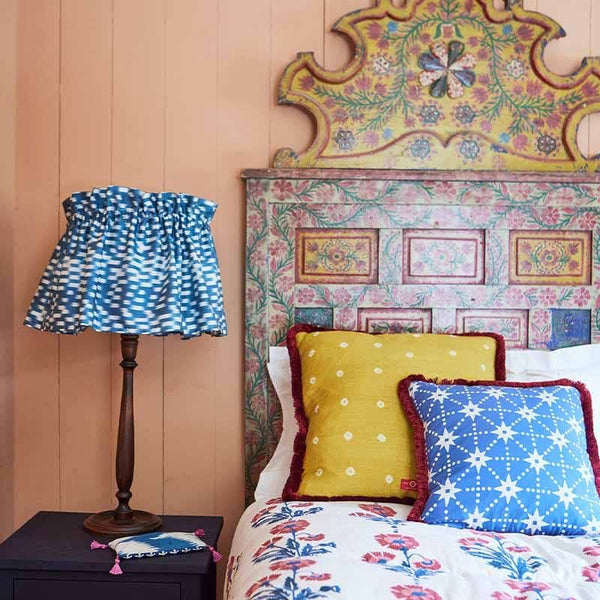 Lampshade Flirty Skirt Ikat Blue Check
