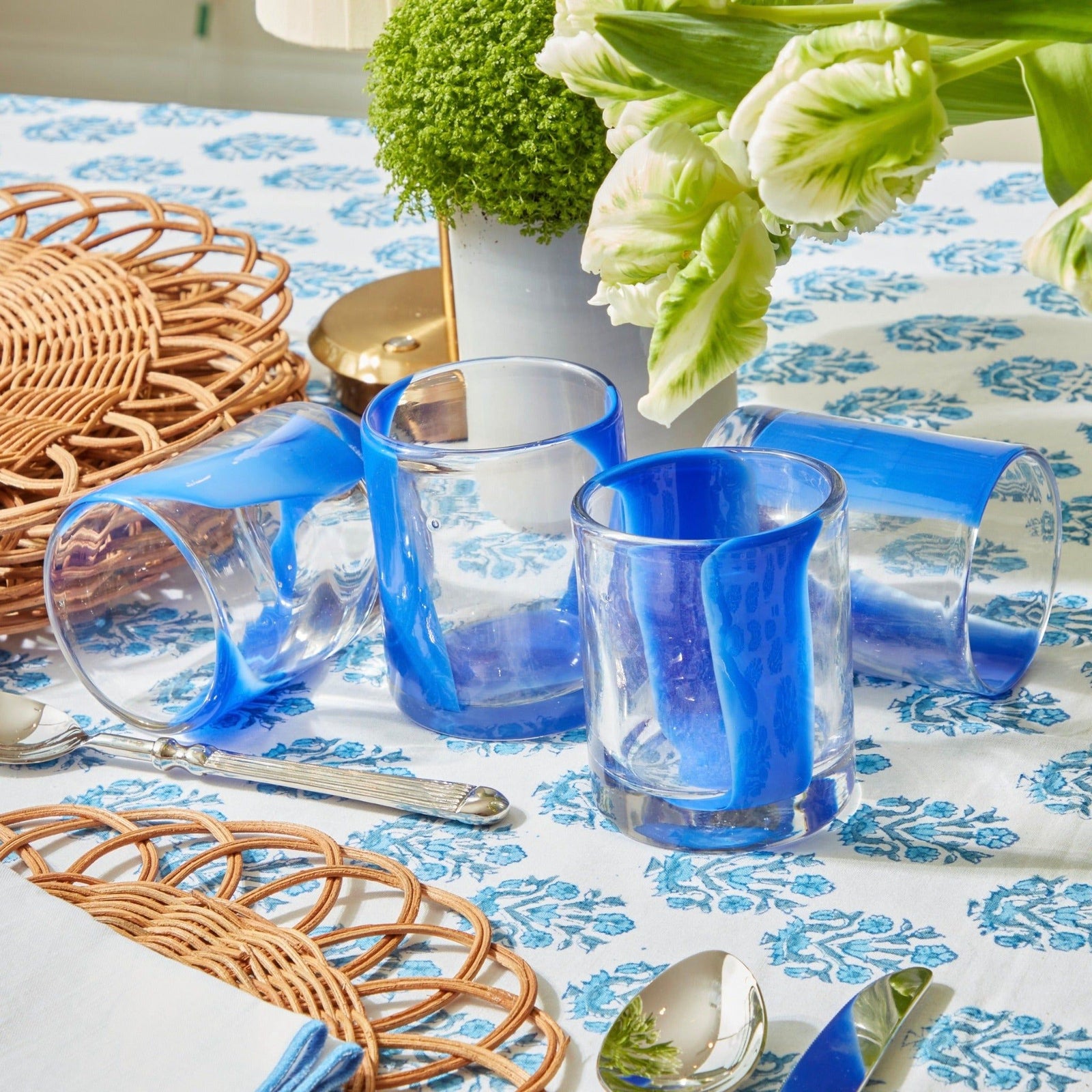 Blue Stripe Water Glasses (set of 6) Tumblers