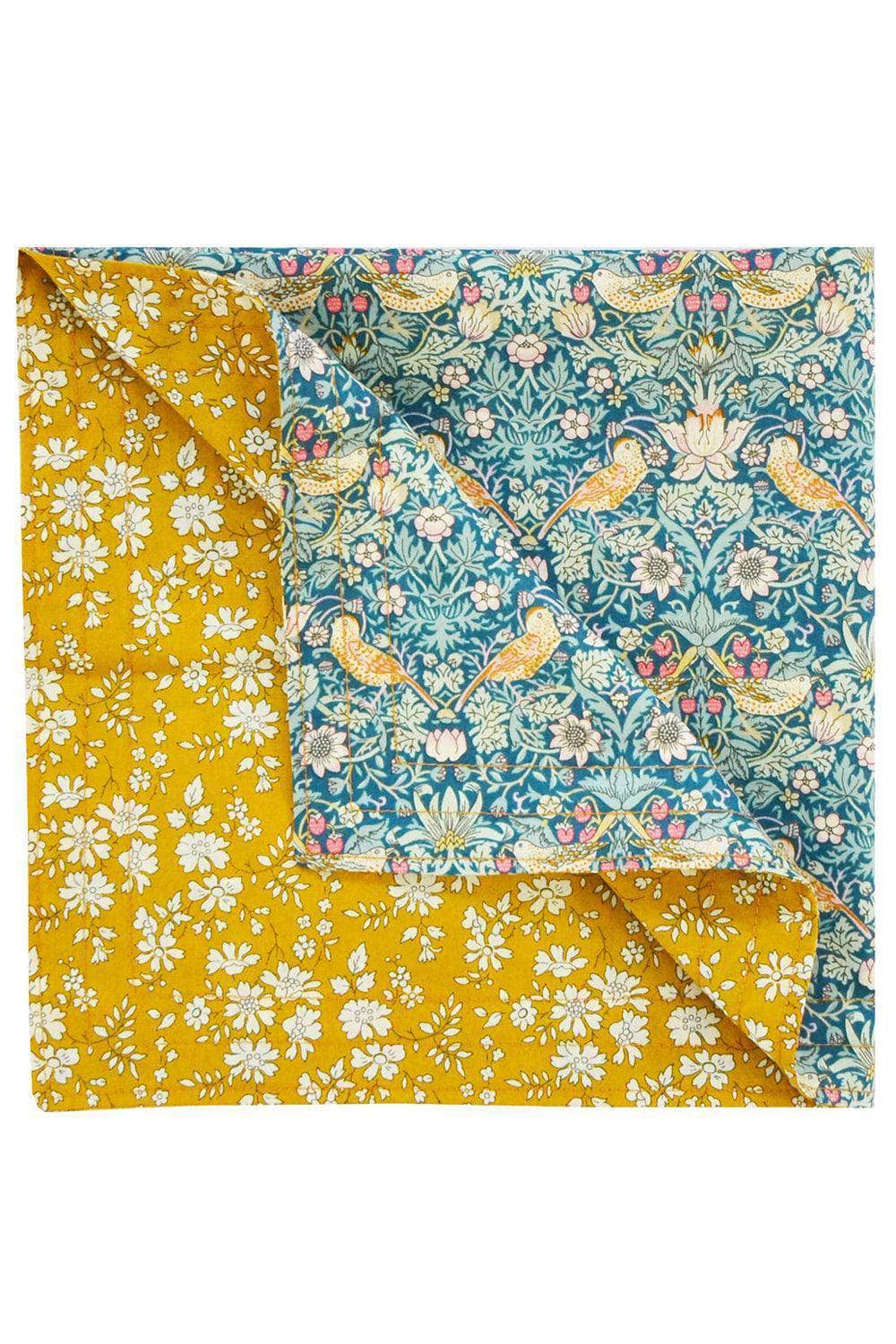 Reversible Stitch Napkin Set Made With Liberty Fabric Strawberry Thief & Capel
