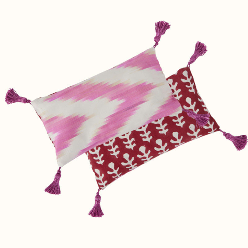 Ikat Bagru Lavender Eye Cushion Red