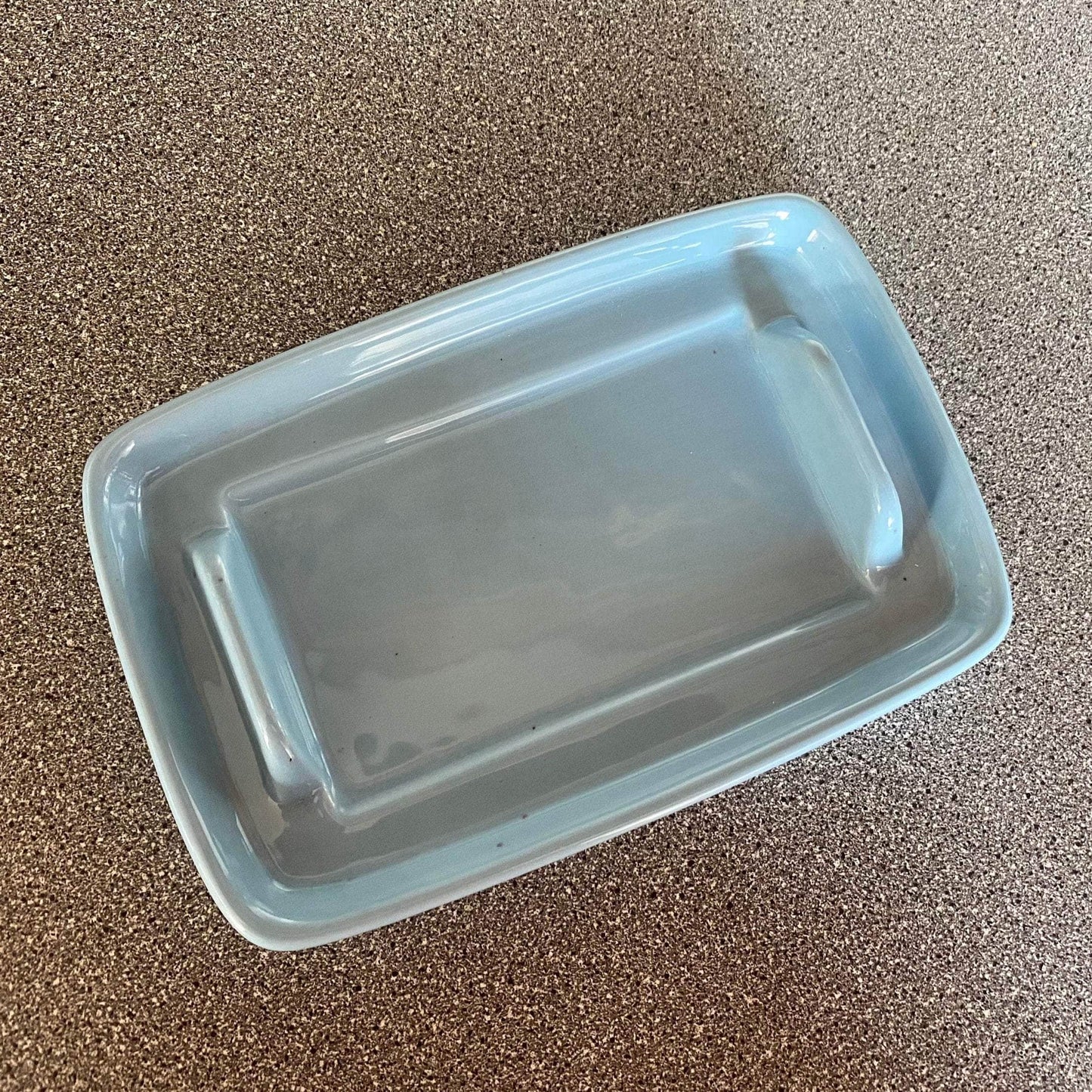 Pottery Butter Dish with Ice Blue Glaze
