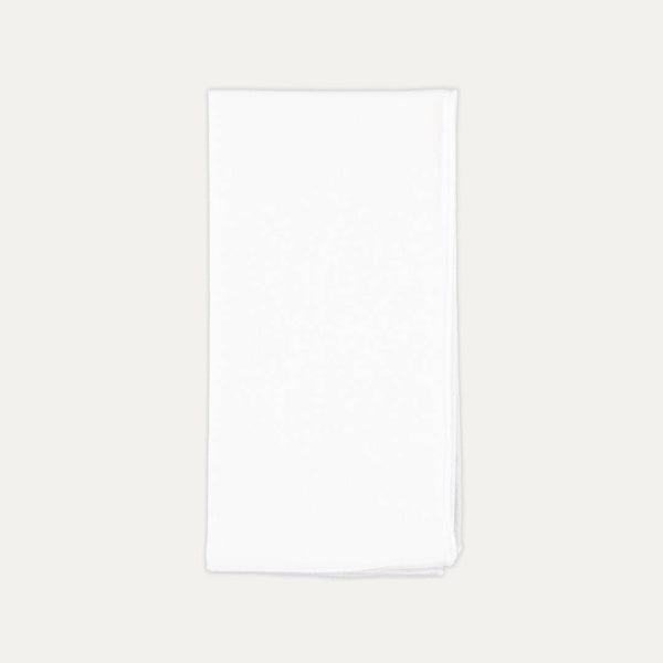 White Linen Napkin with White Piping