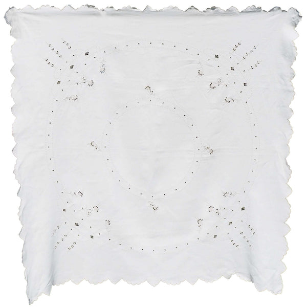Vintage Linen Broderie Anglaise Tablecloth