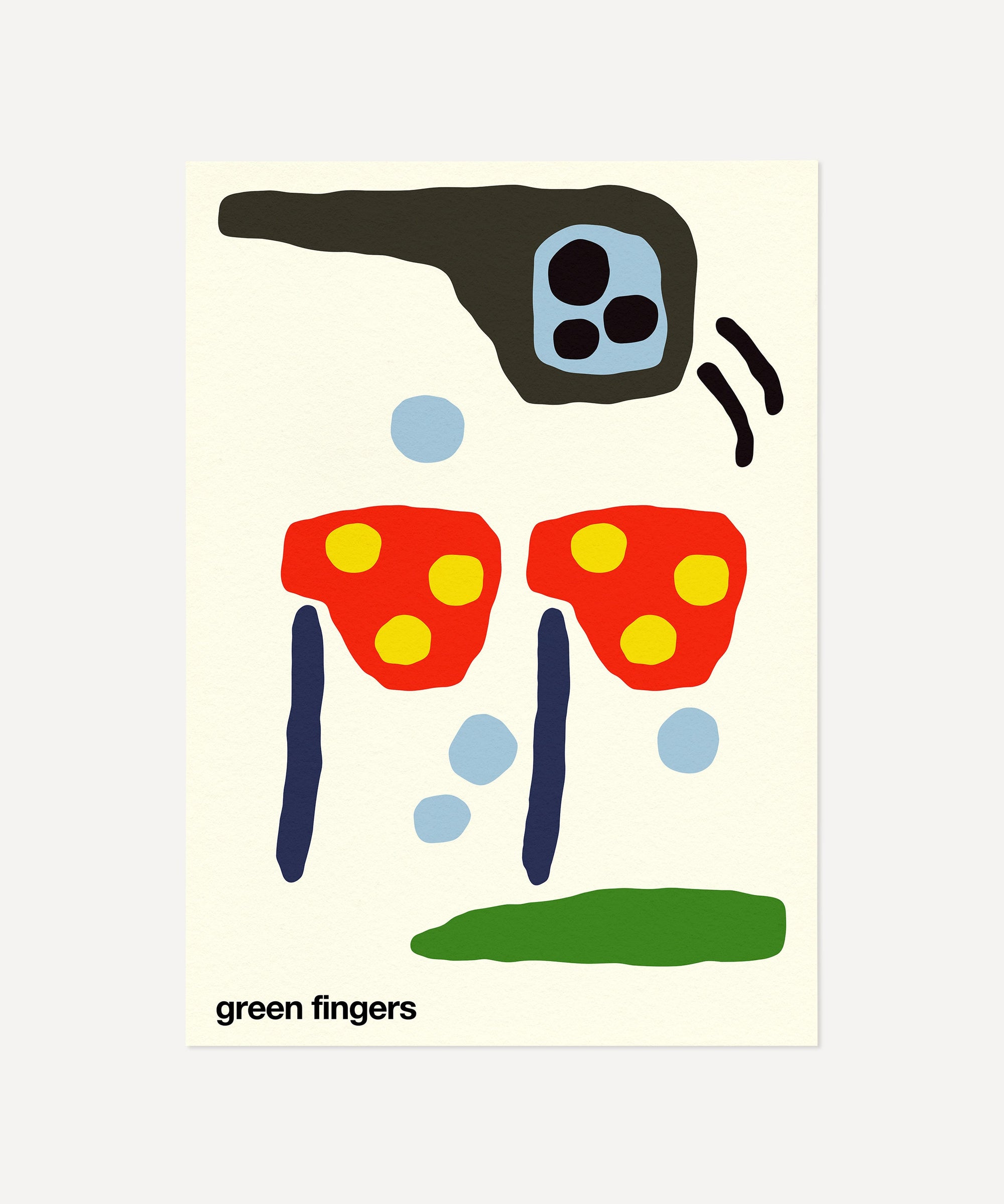 Green Fingers Print - Cream