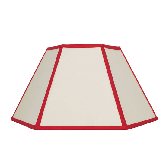 Hexagon Linen Lampshade, Red Trim - Medium (US)