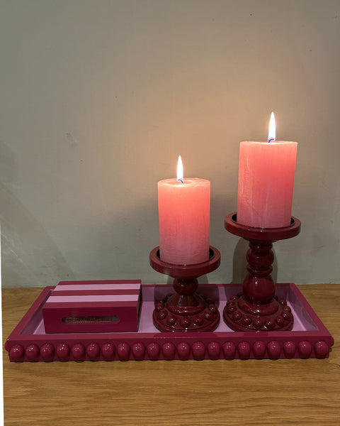 Red and Pink Bobbin Style Decorative Tray