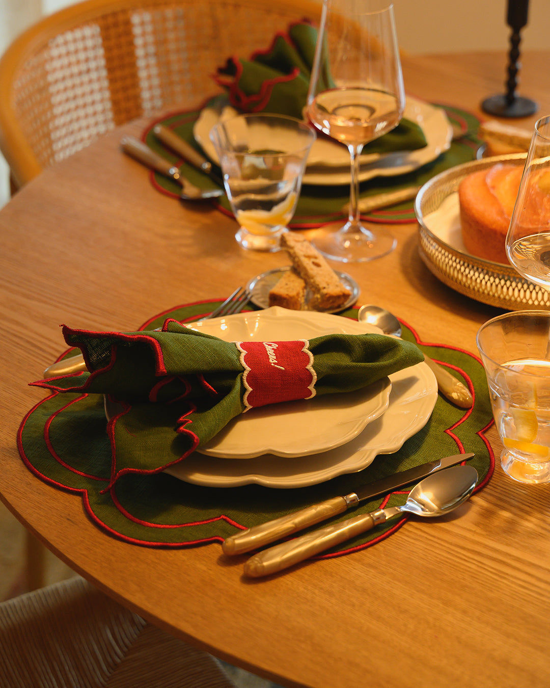 Cheers Napkin Ring, Red with White