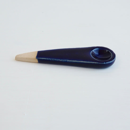 Handmade Mini Royal Blue Gloss Pottery Salt /  Spice Spoon