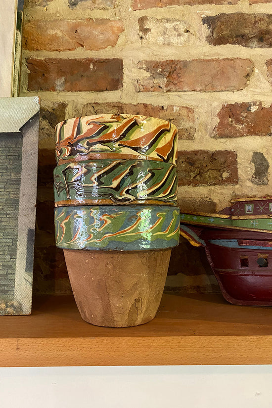 Vintage Off White Marbled Planter