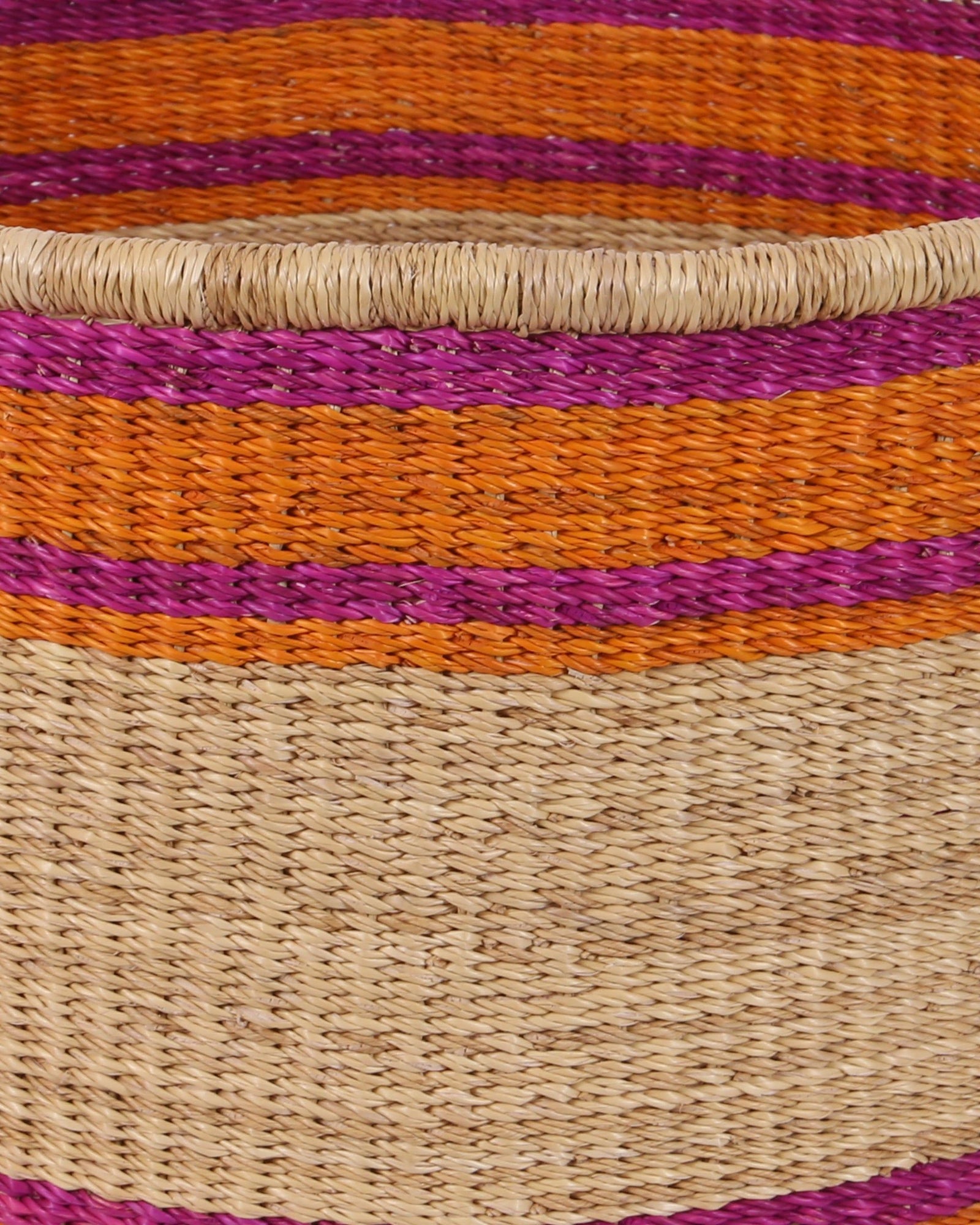 YAAYAA: Medium Pink, Orange, Natural Floor Storage Basket With Handles