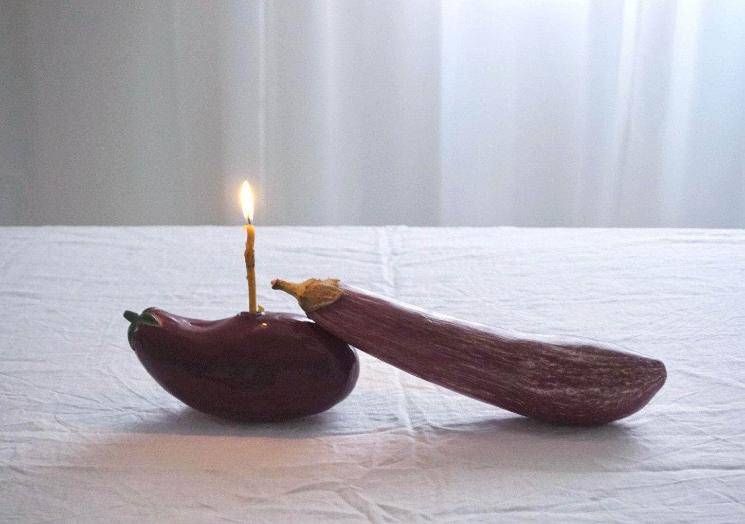 Ceramic Aubergine Candle Holder
