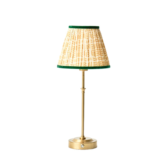 Lyla Rechargeable Table Lamp With Yellow Patola Lampshade