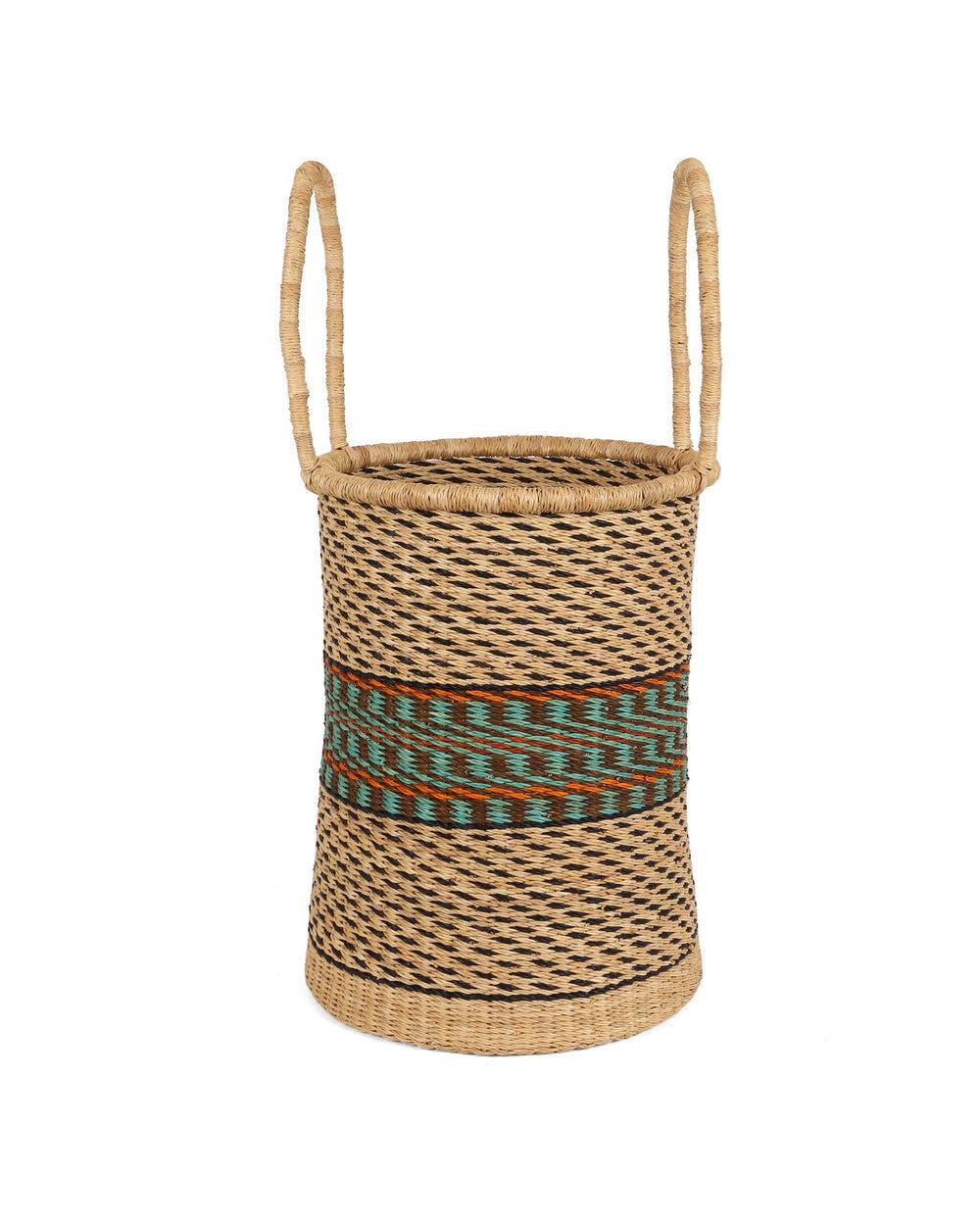 KOBI: Turquoise, Orange and Natural Log or Laundry Basket