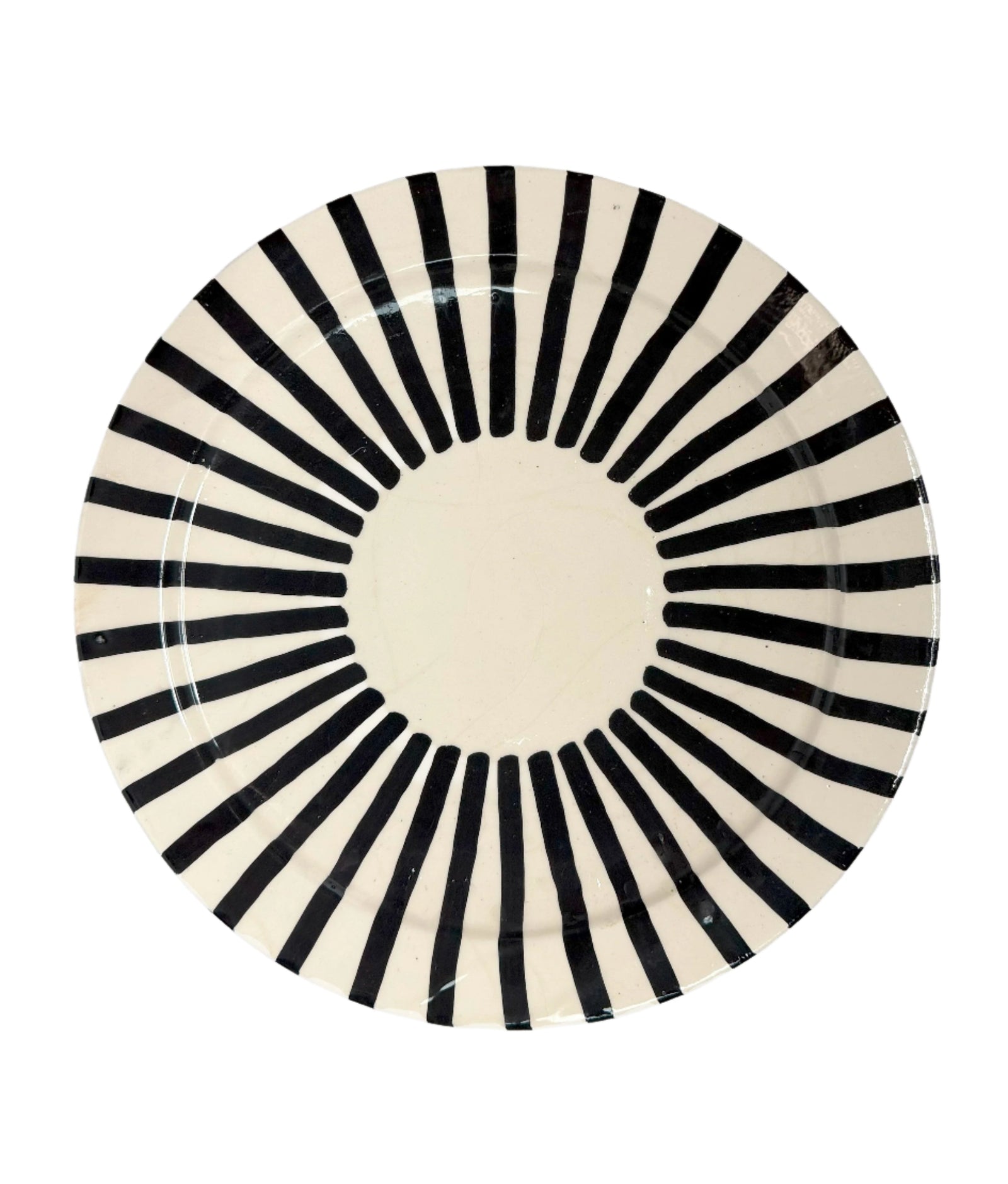 Large 30 cm Serving Plate - Black and White Radiate