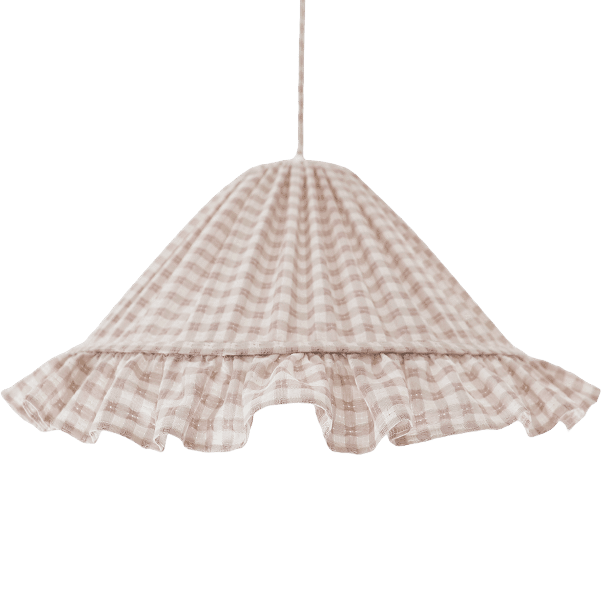 Conical Pendant Light With Ruffle Emilia “Petits Carreaux Beige”