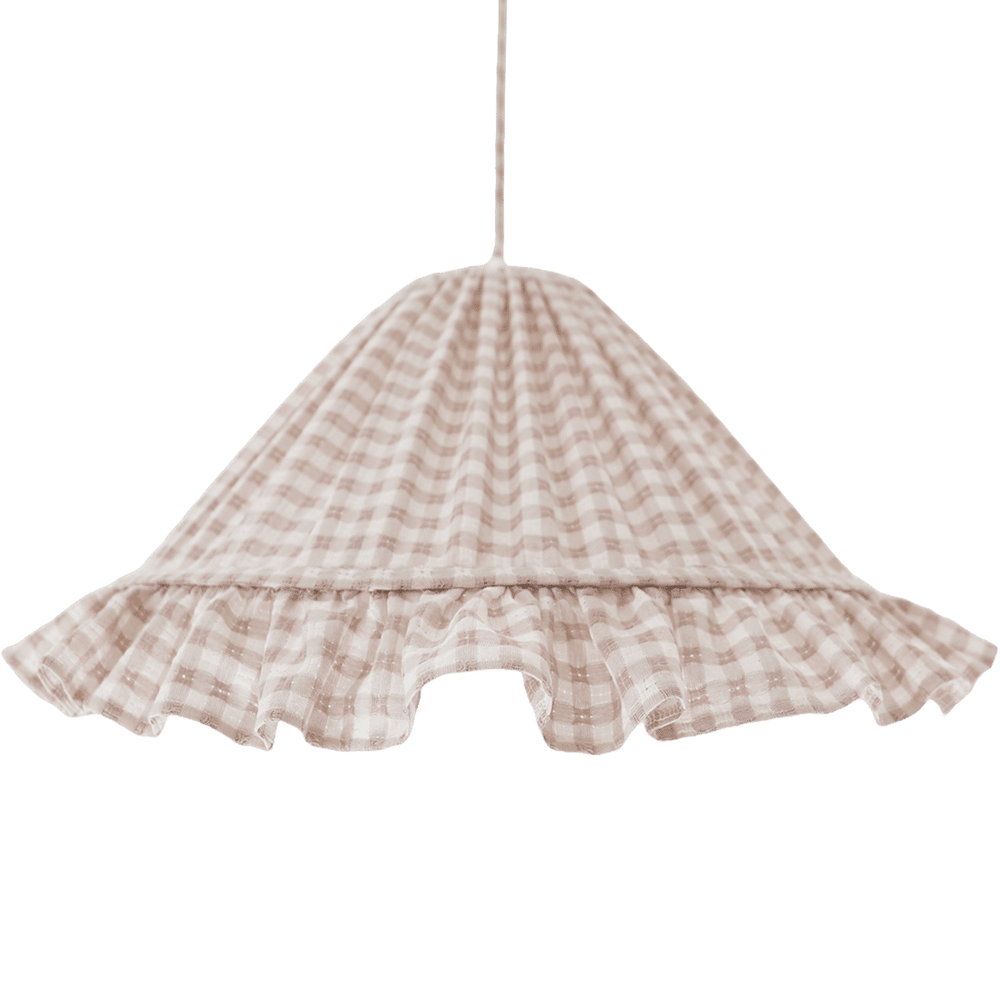 Conical Pendant Light With Ruffle Emilia “Petits Carreaux Beige”